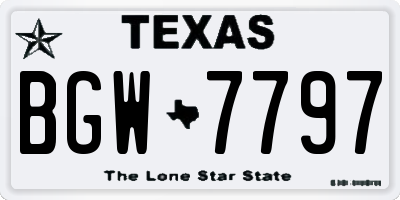 TX license plate BGW7797