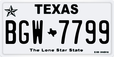 TX license plate BGW7799