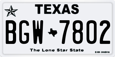 TX license plate BGW7802