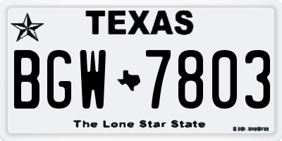 TX license plate BGW7803
