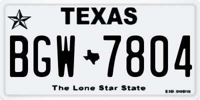 TX license plate BGW7804