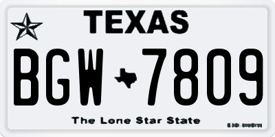 TX license plate BGW7809