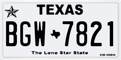 TX license plate BGW7821