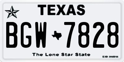 TX license plate BGW7828