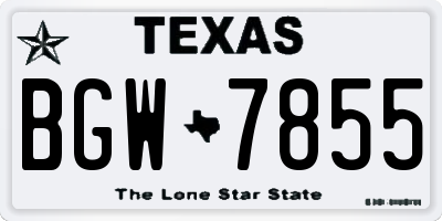 TX license plate BGW7855