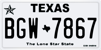 TX license plate BGW7867