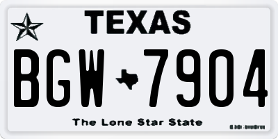 TX license plate BGW7904