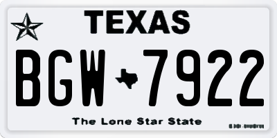 TX license plate BGW7922