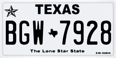 TX license plate BGW7928