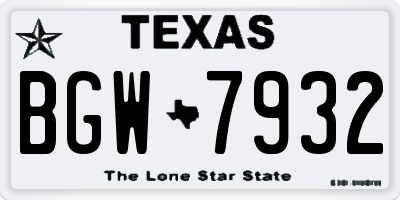 TX license plate BGW7932
