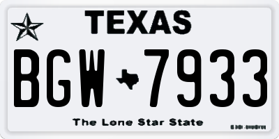 TX license plate BGW7933