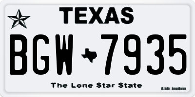 TX license plate BGW7935