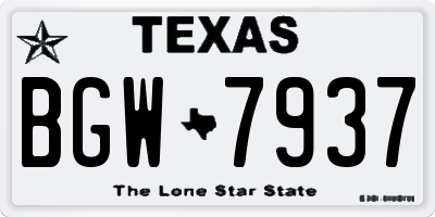TX license plate BGW7937