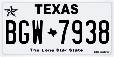 TX license plate BGW7938