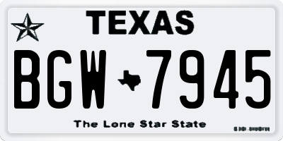 TX license plate BGW7945