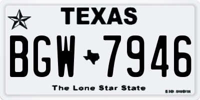 TX license plate BGW7946