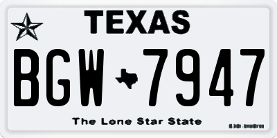 TX license plate BGW7947