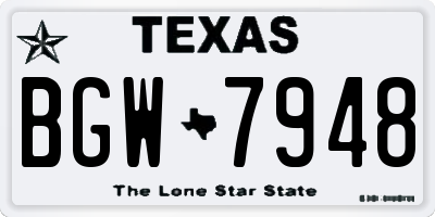 TX license plate BGW7948