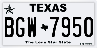 TX license plate BGW7950