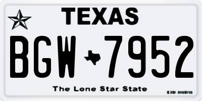 TX license plate BGW7952