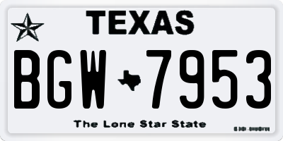 TX license plate BGW7953