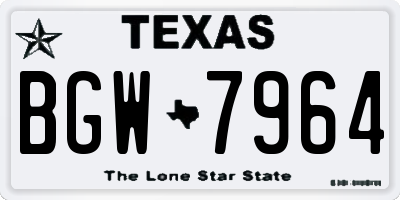 TX license plate BGW7964