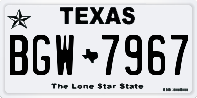 TX license plate BGW7967