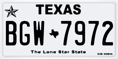 TX license plate BGW7972