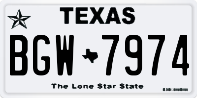 TX license plate BGW7974