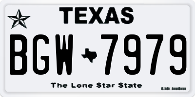 TX license plate BGW7979