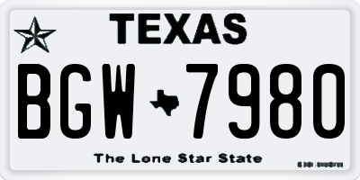 TX license plate BGW7980