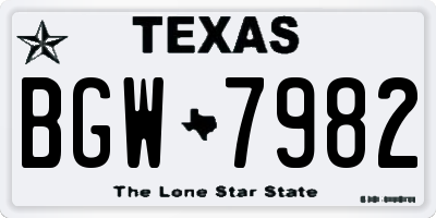 TX license plate BGW7982