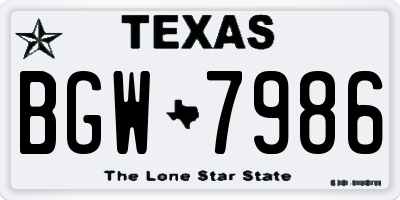 TX license plate BGW7986