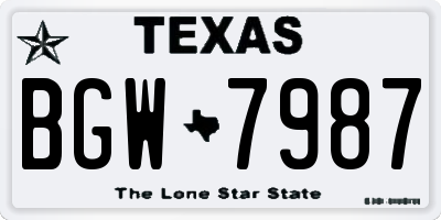 TX license plate BGW7987