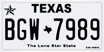 TX license plate BGW7989
