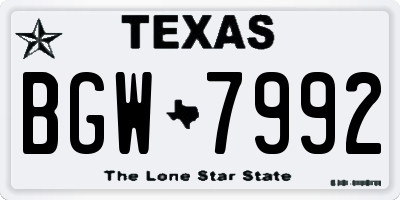 TX license plate BGW7992