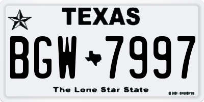 TX license plate BGW7997