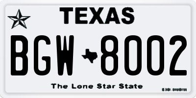 TX license plate BGW8002