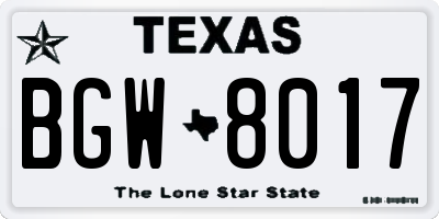 TX license plate BGW8017