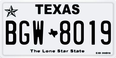 TX license plate BGW8019