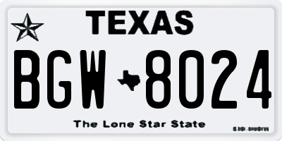 TX license plate BGW8024