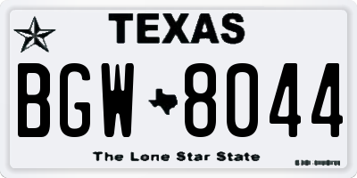 TX license plate BGW8044