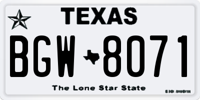 TX license plate BGW8071