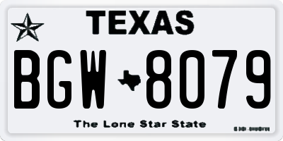 TX license plate BGW8079