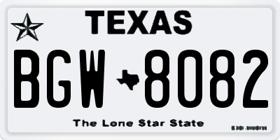 TX license plate BGW8082