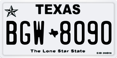 TX license plate BGW8090