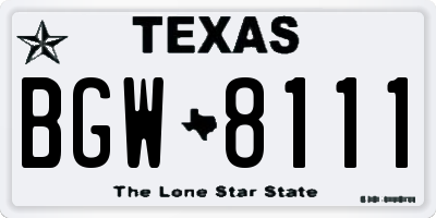 TX license plate BGW8111