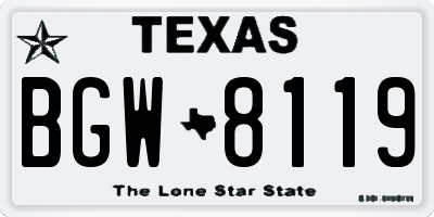 TX license plate BGW8119