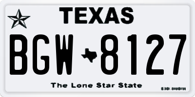 TX license plate BGW8127