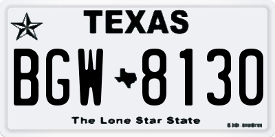 TX license plate BGW8130